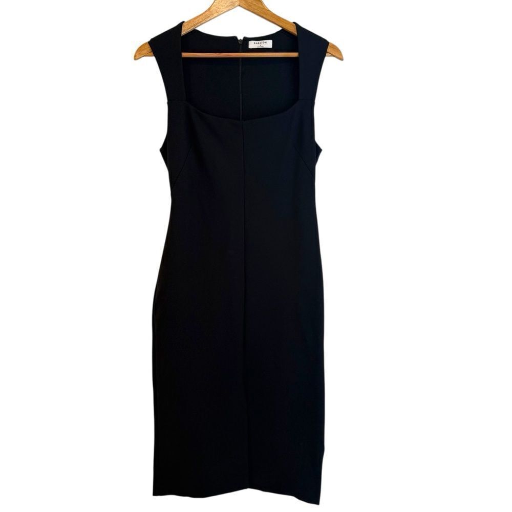 Babaton by Aritzia Black Square Neck Sleeveless Bodycon Midi Dress Size 8
